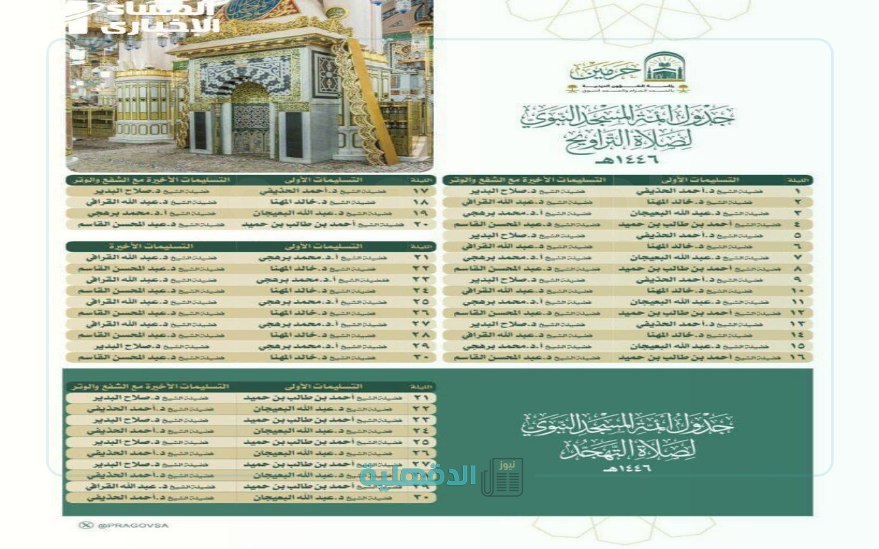 أجواء روحانية.. جدول أئمة صلاة التراويح في الحرم المكي العشر الأواخر من رمضان 1446 جدول أئمة صلاة التراويح في الحرم المكي